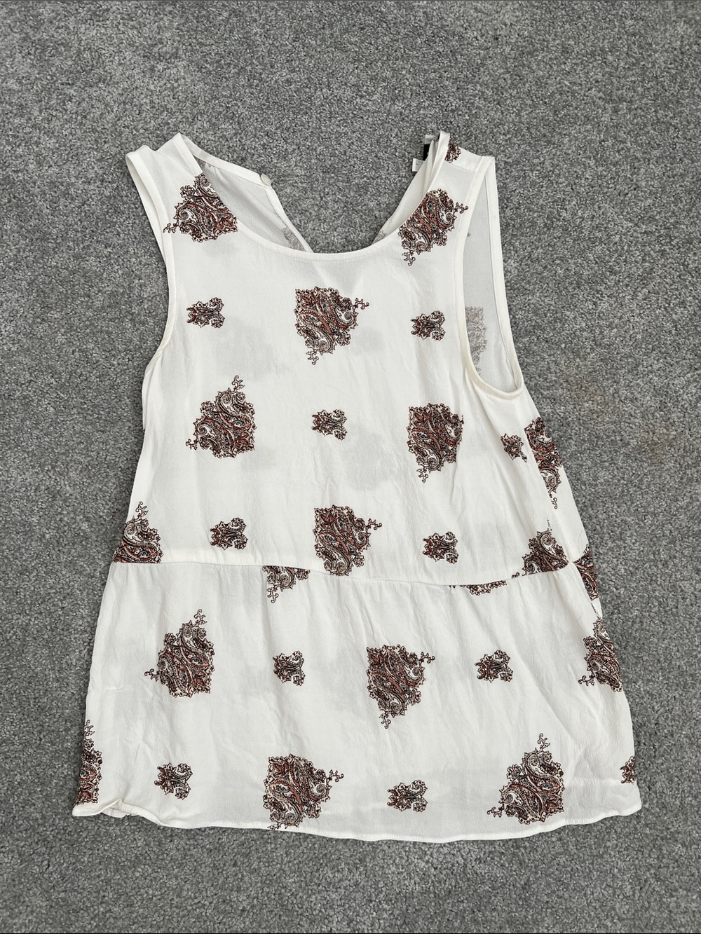 Madewell Ivory Tank Top with Brown Paisley Motif